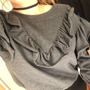 Ruffle cropped sweatshirt